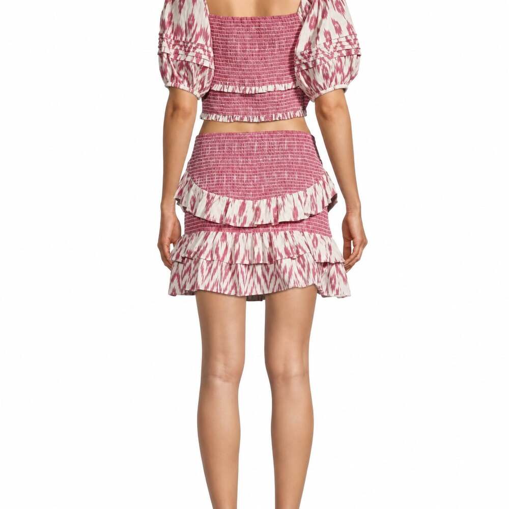 SAYLOR Women's Keka Puff-Sleeve Smocked Top and Ruffle Skirt Matching Set XS - Picture 14 of 14
